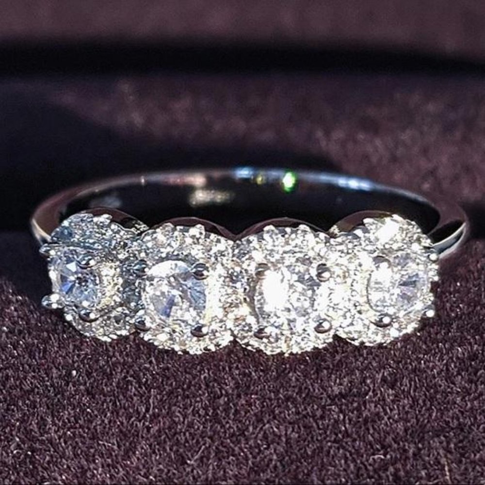 925 STERLING SILVER DIAMOND ETERNITY BAND RING, CUTE RING, SHINY RING. - Picture 5 of 8